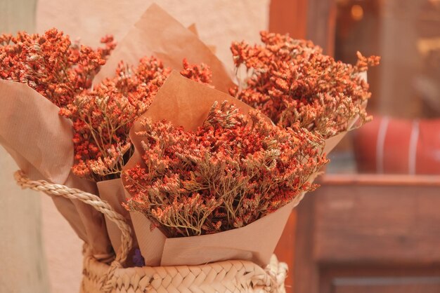 XDxABouquets of dry red flowers