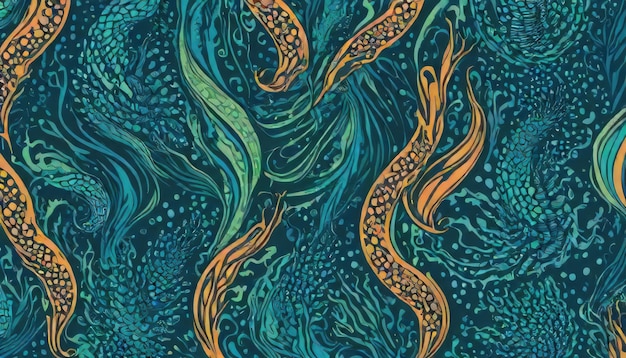 Xenolith Patterns Hypnotiserende Abstracte Wereld van de Diepe Zee Blauw Caribisch Groen en Papaya Whip