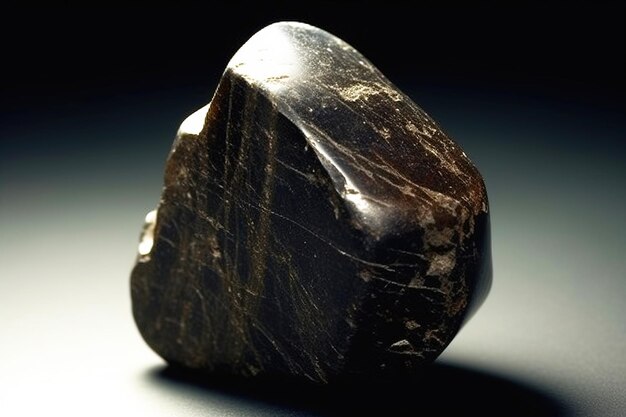 ゼノタイム化石鉱物石 地質結晶化石 暗い背景のクローズアップ