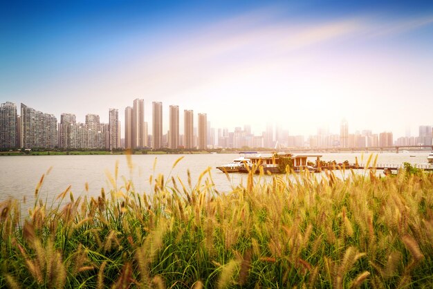 Photo xiangjiang river dusk scenery