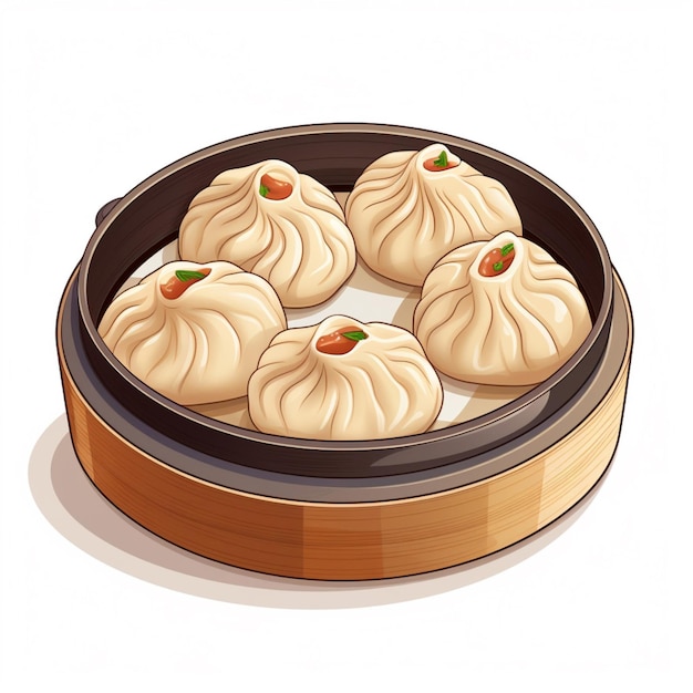 Xiao Long Bao 2d vector illustration cartoon in white back