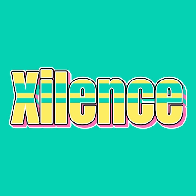Foto xilence typography vintage 90's 3d-ontwerp gele roze tekst achtergrondfoto jpg