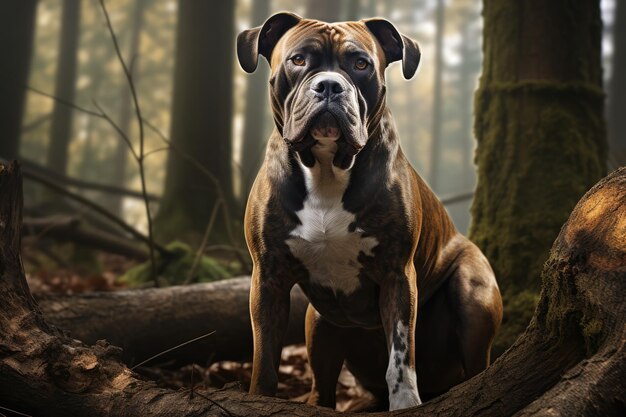 Xl Bully Posing Near Christmas Tree