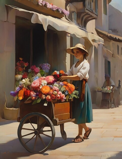 XL The Flower Seller in the Little Cart