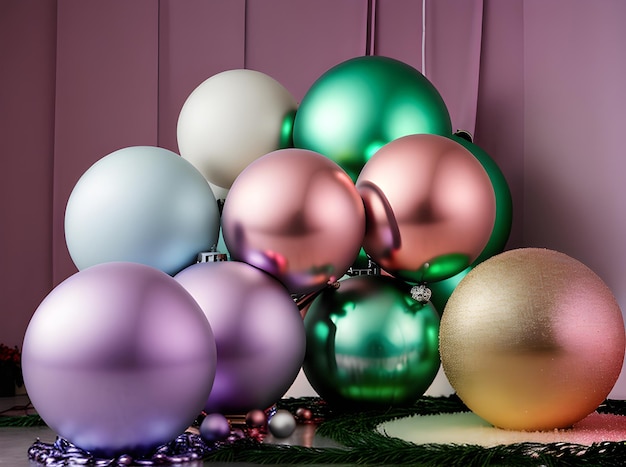 Xmas ball long shot light sculpture pastel Generative AI Generated