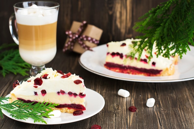 Xmas cheesecake met cranberry en koffie