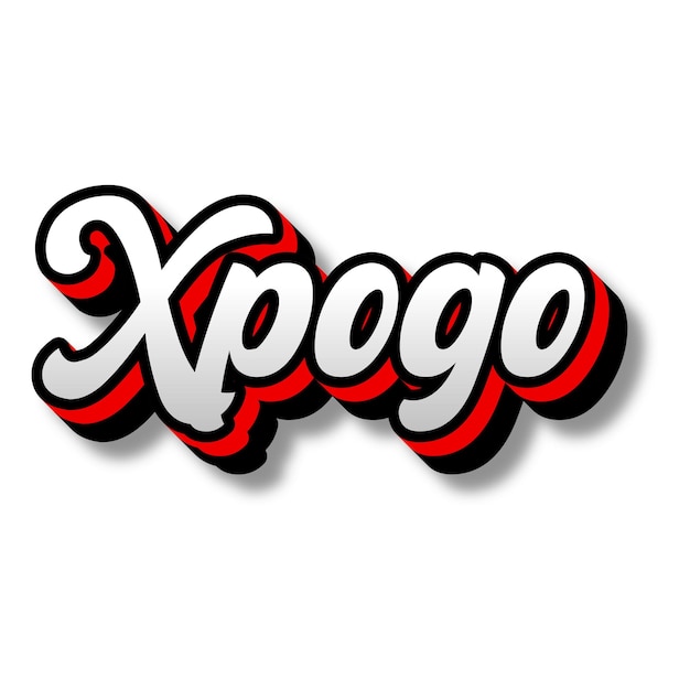 Xpogo Text 3D Zilver Rood Zwart Wit achtergrondfoto JPG