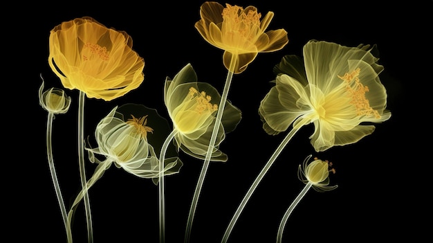 Buttercup Ranunculus sp 생성 AI의 Xray