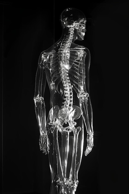 Foto effetto dei raggi x dello scheletro su sfondo nero