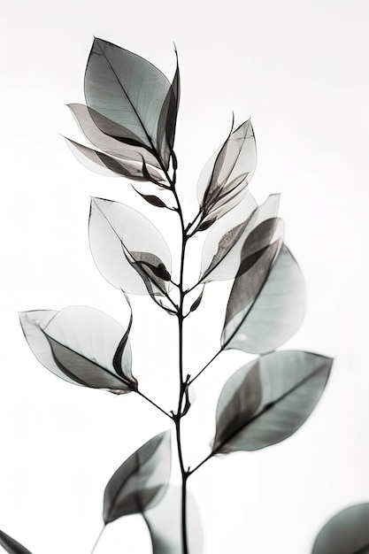 xray herbarium artistic flowers and leaves on a white background Generative AI