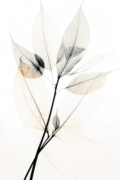 xray herbarium artistic flowers and leaves on a white background Generative AI