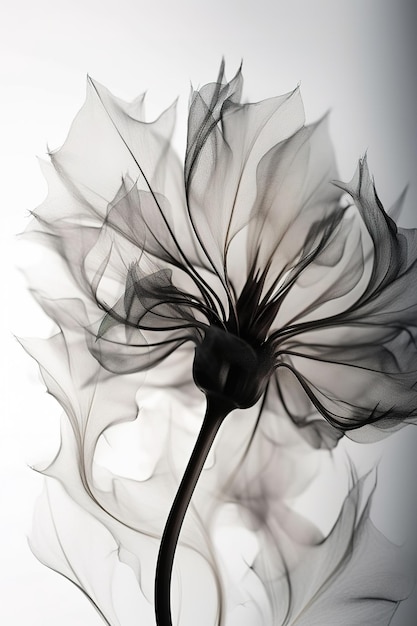 xray herbarium artistieke bloemen en bladeren op een witte achtergrond Generatieve AI