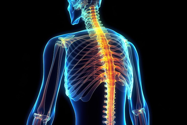 Xray of a human body Lumbar and back Pain and injury concept