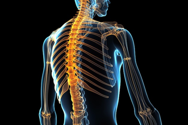 Xray of a human body Lumbar and back Pain and injury concept