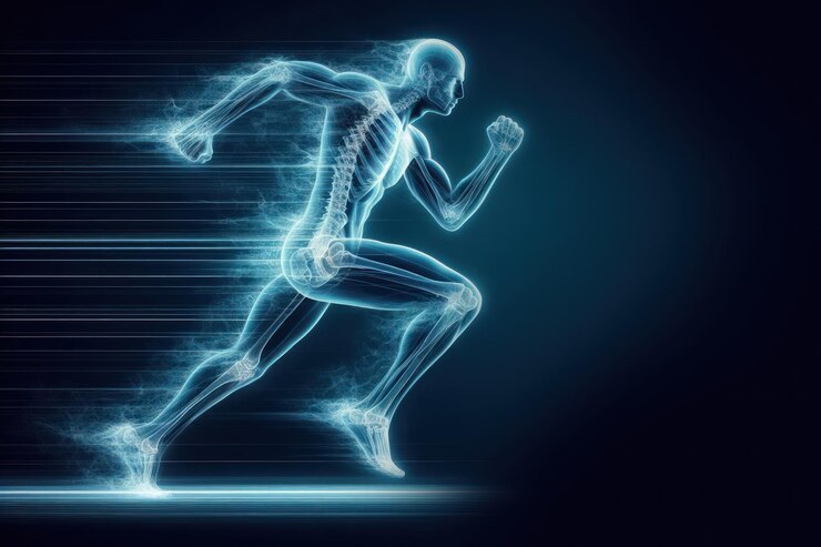 Photo xray image of human male man running