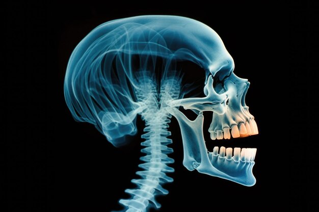 Xray image showing dental implant in the jaw created with generative ai