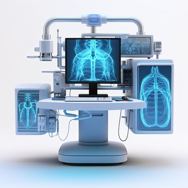 인공 지능에 의해 생성된 Xray 기계 흰색 배경