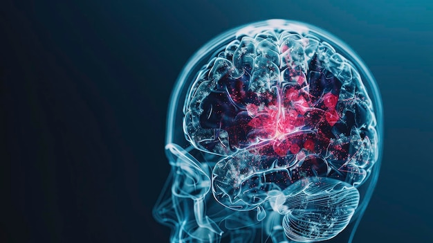 사진 인간 뇌의 스레이 3d 렌더링으로 통증 핫스의 은 표시