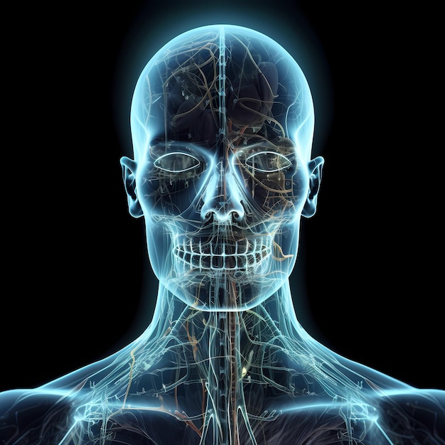 Фото Рентгеновский снимок человека строение человеческих внутренностей внутри ai generated