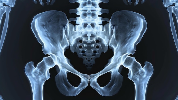 Photo xray of pelvic bones and hip joints in direct projection coxarthrosis osteoporosis medical research