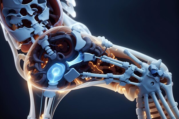 Photo xray of a sore knee hologram of joints structure of the knee xray image trauma rheumatologist consultation skeletal image medicine of the future