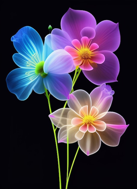 Premium AI Image | XRay Transparent Flowers Generative AI