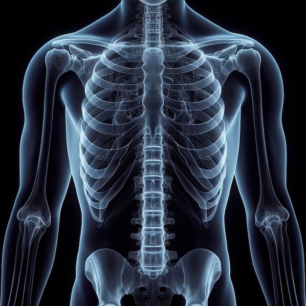 Рентгеновская часть верхней части тела человеческого тела Мужчина Женская анатомия Сердце Сердце Ребра Крест Рефлюкс Кости ортопедия