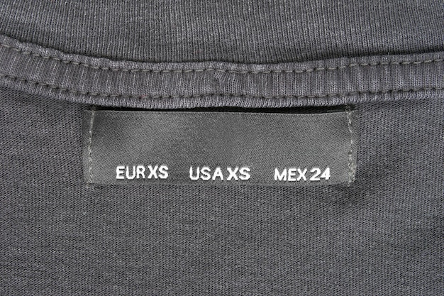 XS size clothing label