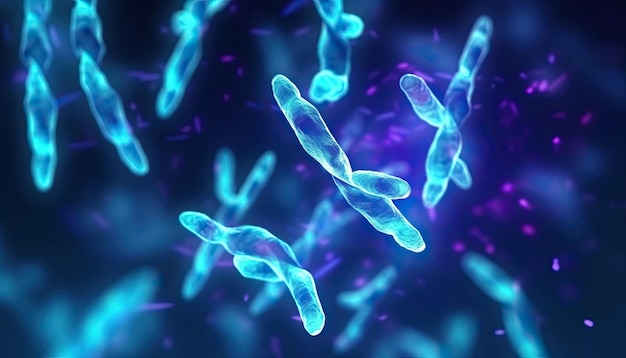 Photo xychromosomes on background medical symbol gene therapy or microbiology genetics