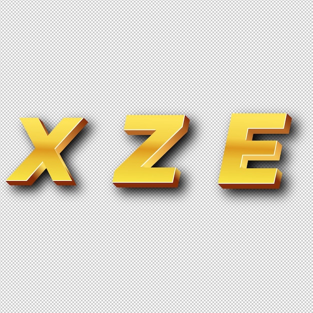 XZE Gouden logo icoon geïsoleerde witte achtergrond doorzichtig