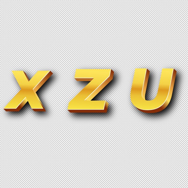 XZU Gouden logo icoon geïsoleerde witte achtergrond doorzichtig