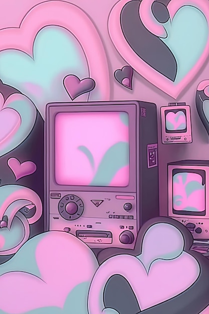 Y2K 00s nostalgia background wallpaper with TV