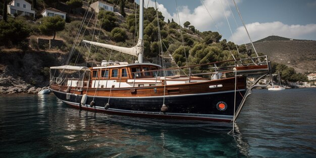 Yacht in aspat bay bodrum turkey