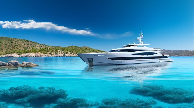 Yacht on the coast of the island