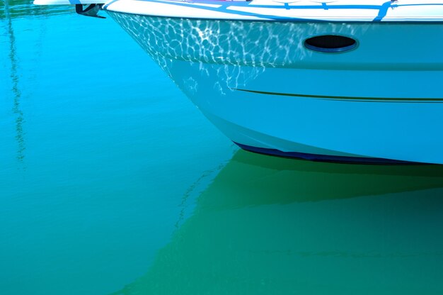 Yacht nose with two lifebuoys