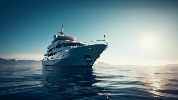 Yacht in ocean Illustration AI Generative