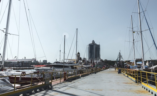 Yacht parking in the seaport of Odessa, Ukraine