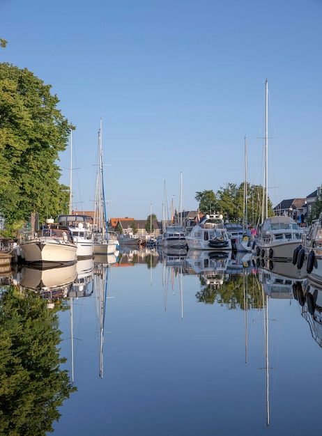 yacht port lake old town Lemmer Holland Netherlands