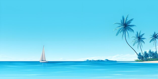 Yacht Sailing in Elegance on Azure Seas a Serene Summer Canvas for Nature Aficionados