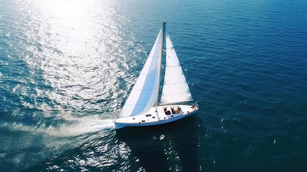 Yacht sailing on opened sea