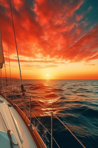 the yacht sails into the sunset Generative AI