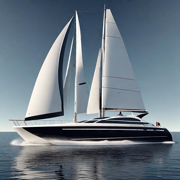 yacht on a sea background3 d rendering of a sailing boat