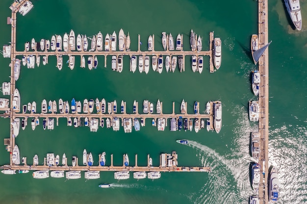 Yacht and speedboat parking on the sea