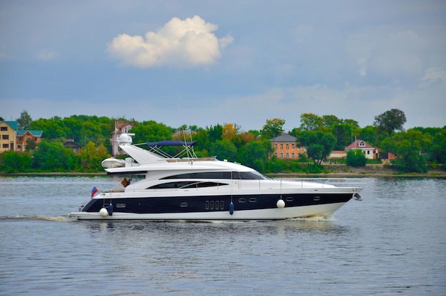 Yacht in Volga river Yaroslavl Russia