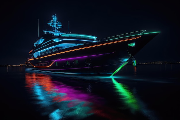 yacht with neon lighting Neural network