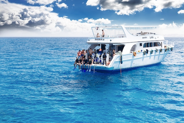 Yacht with scuba divers