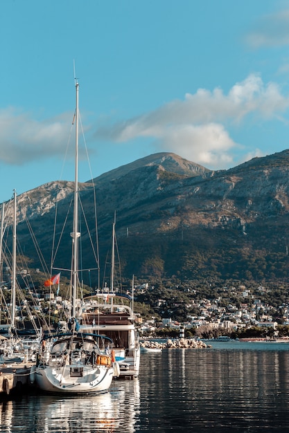 Yachts and boats on the pier