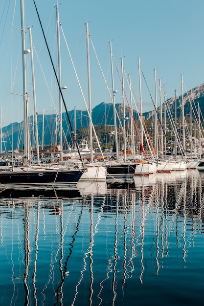 Yachts and boats on the pier