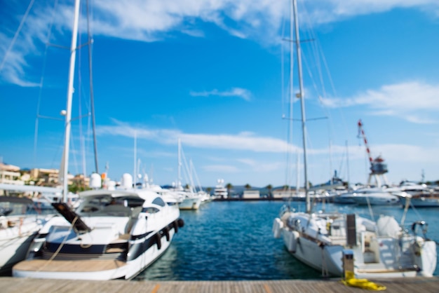 Yachts in city dock summer time vacation at sea