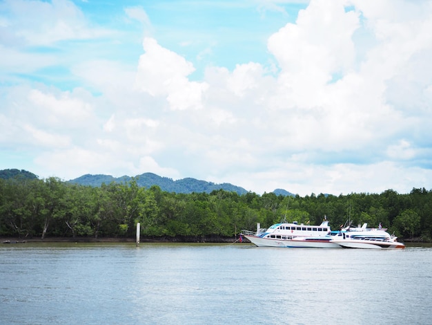 Yachts docking at the pier in south of Thailand.